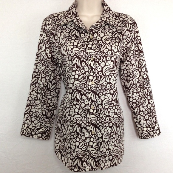 Lauren Ralph Lauren Tops - Lauren Ralph Lauren Womens Shirt Brown Floral